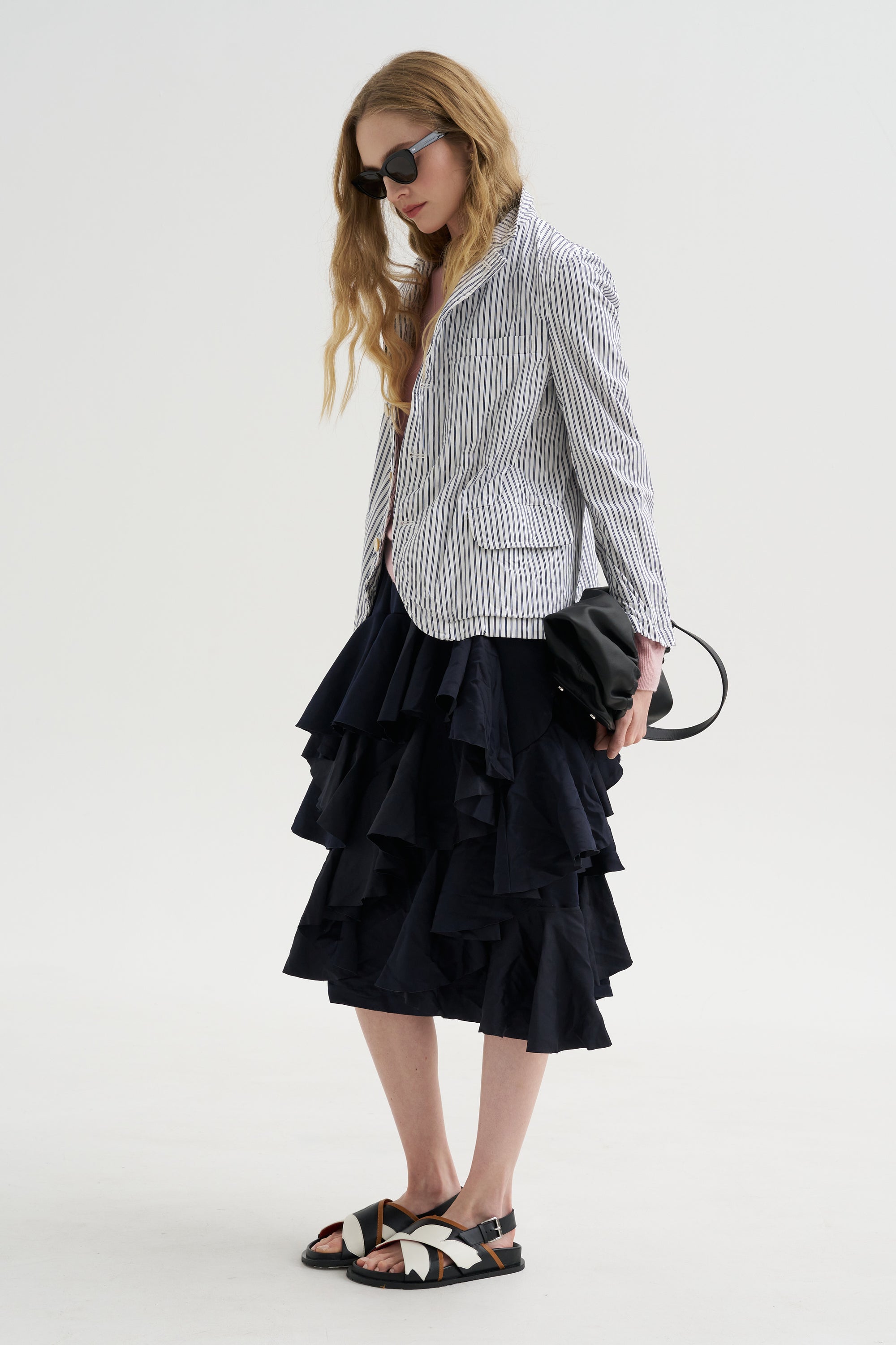 Stripe Blazer, White &amp; Navy