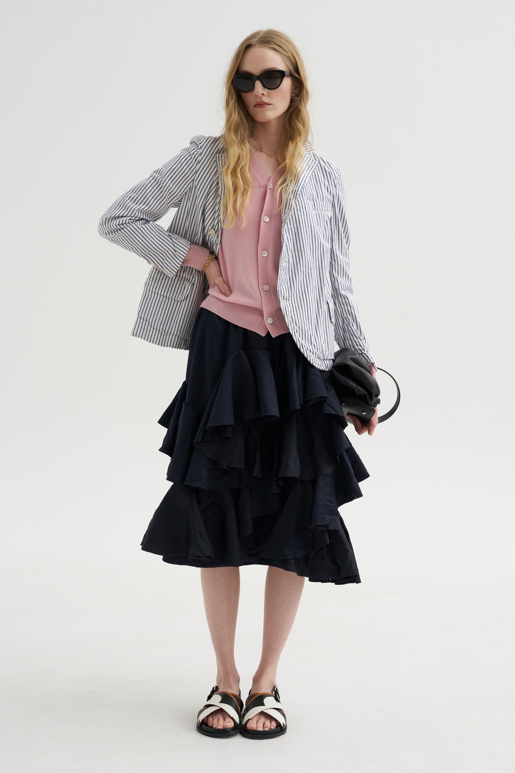 Stripe Blazer, White &amp; Navy
