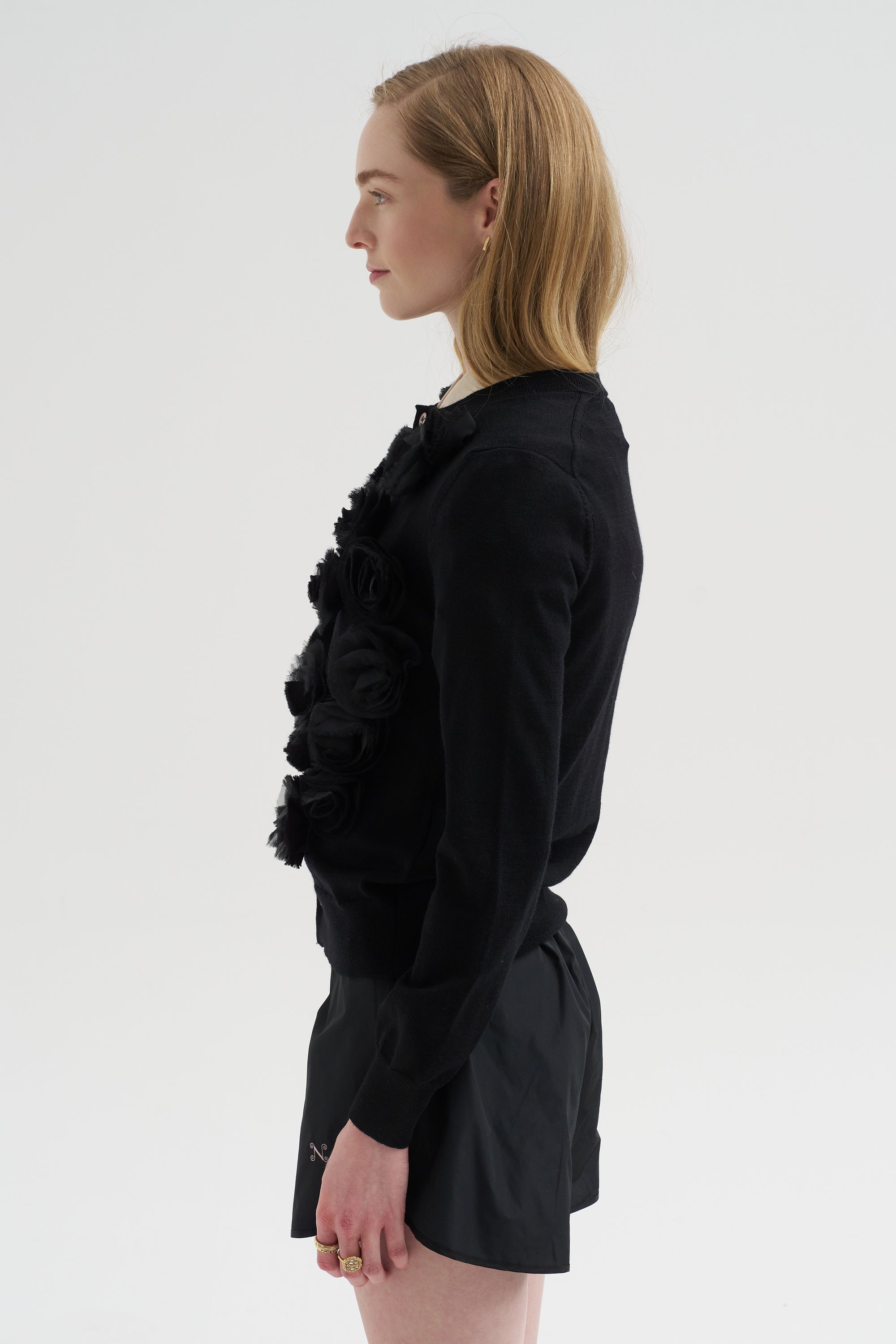 Rosette Cardigan, Black