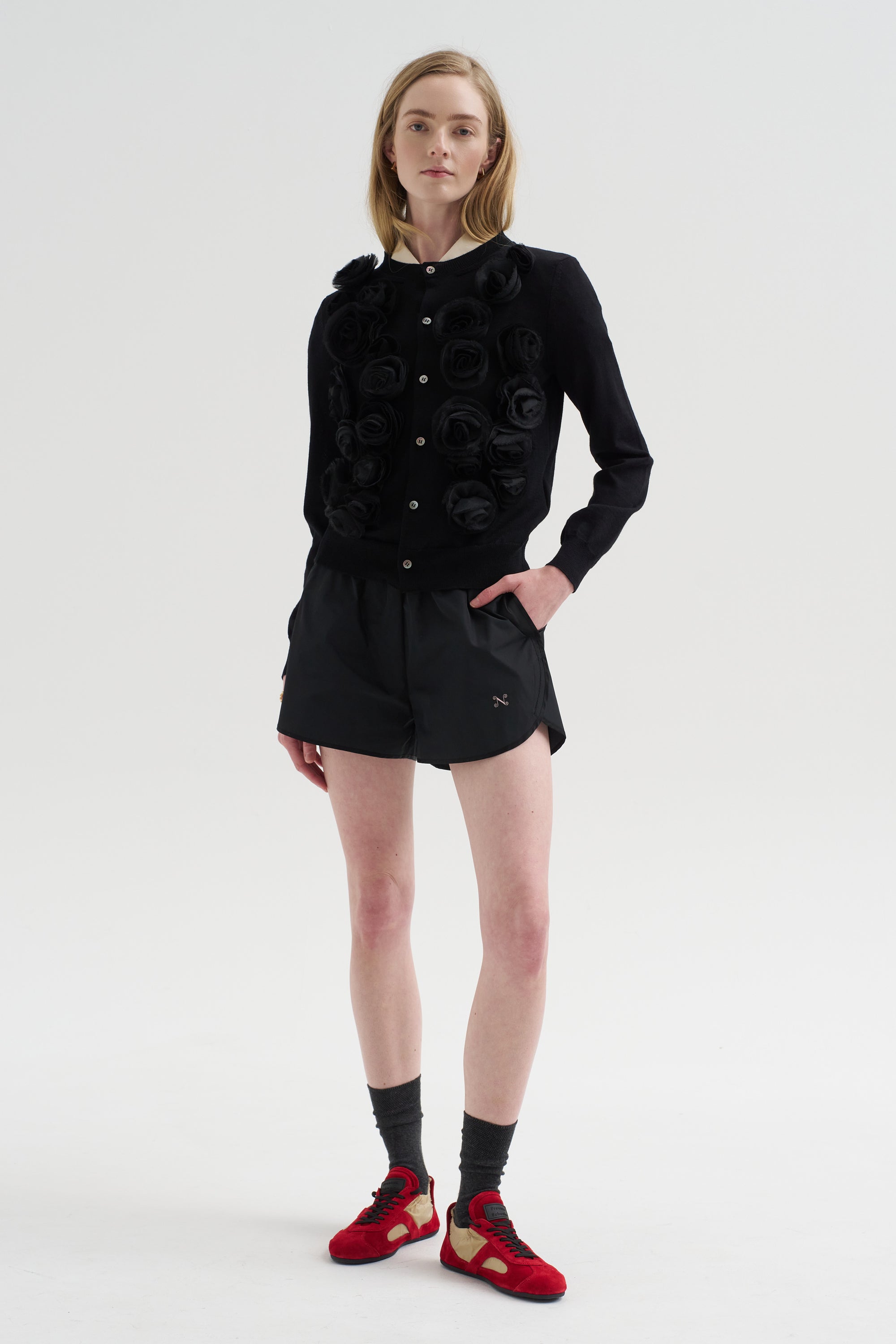Rosette Cardigan, Black