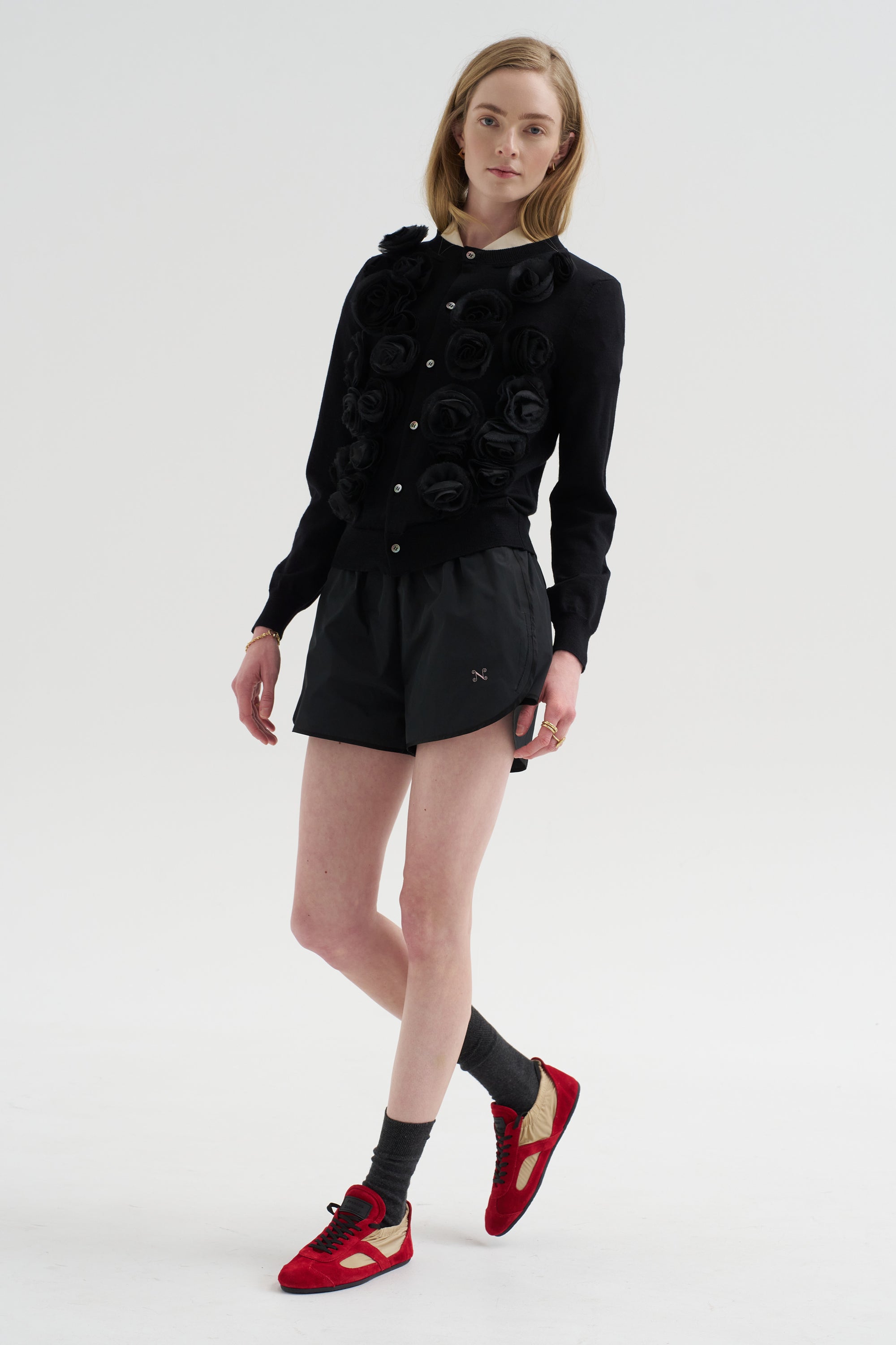 Rosette Cardigan, Black