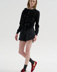 Rosette Cardigan, Black