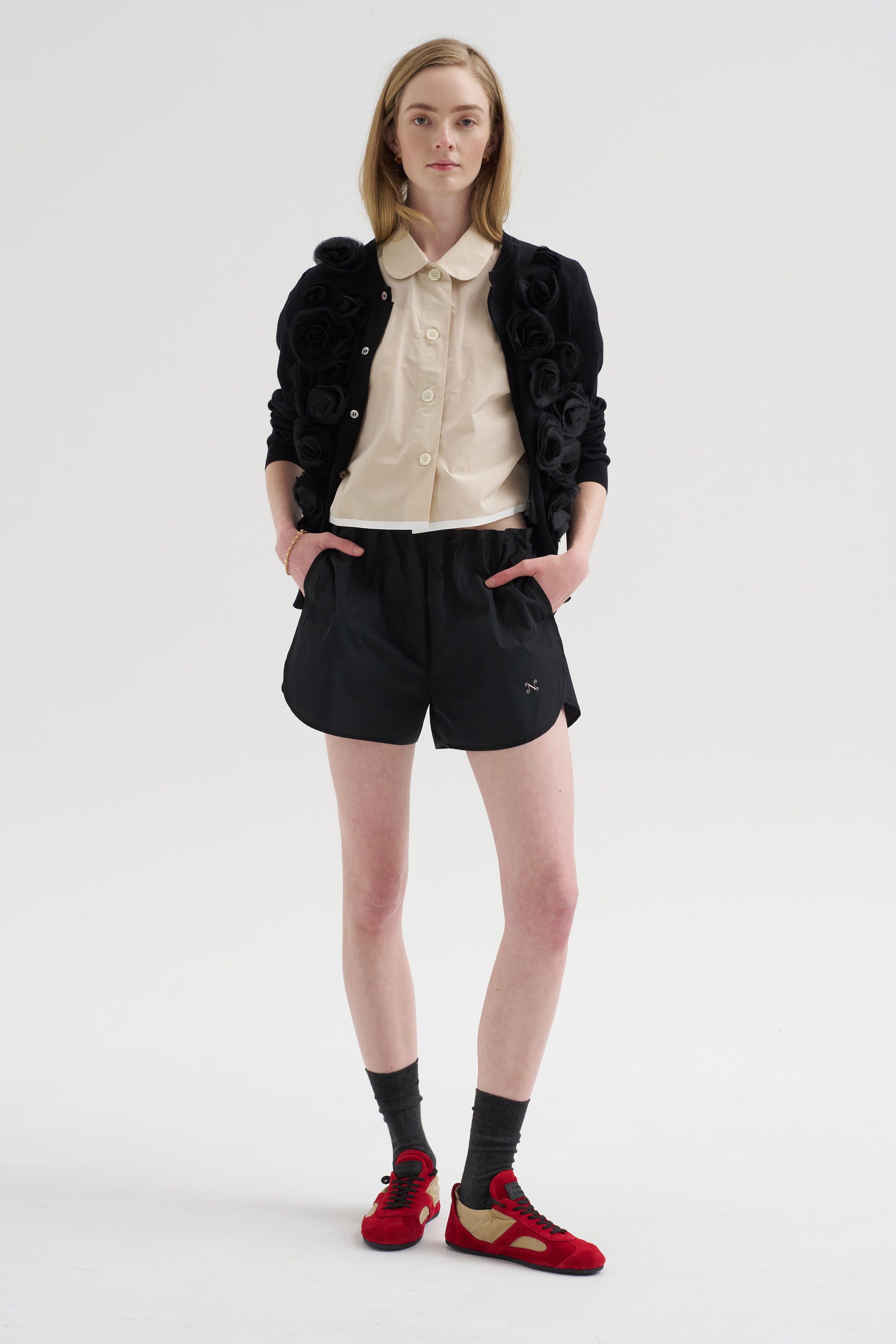 Rosette Cardigan, Black
