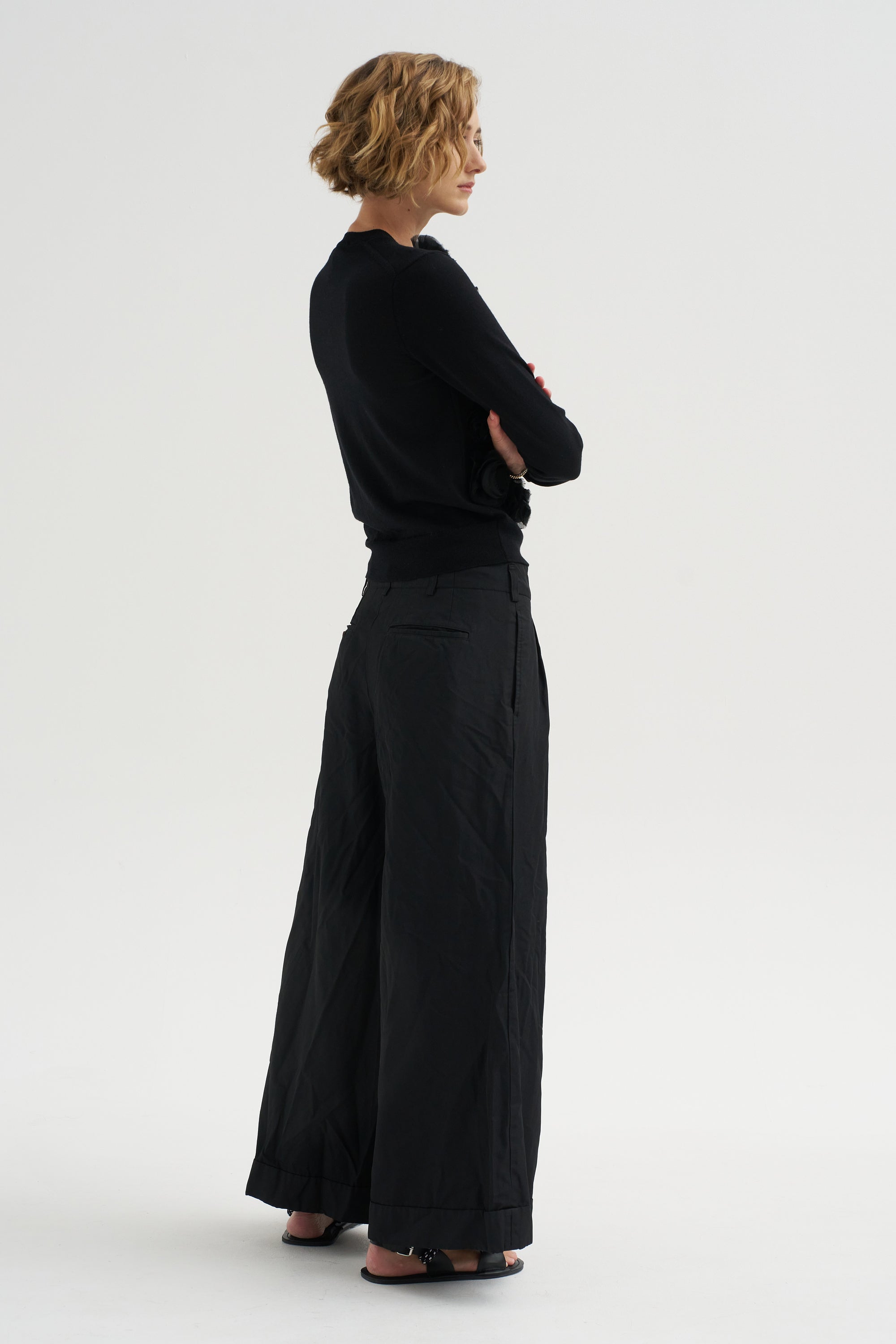 Wide-Leg Pants, Black