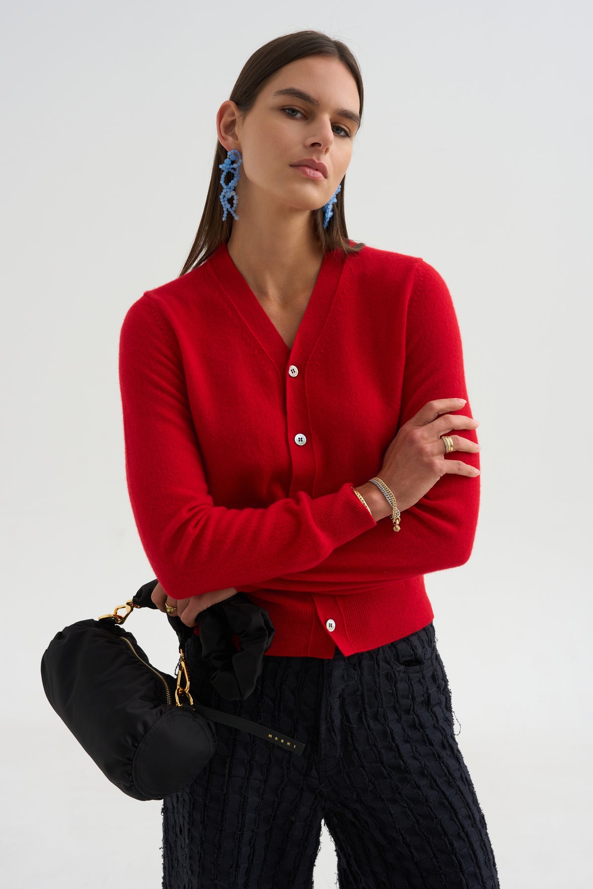 V-Neck Top, Red