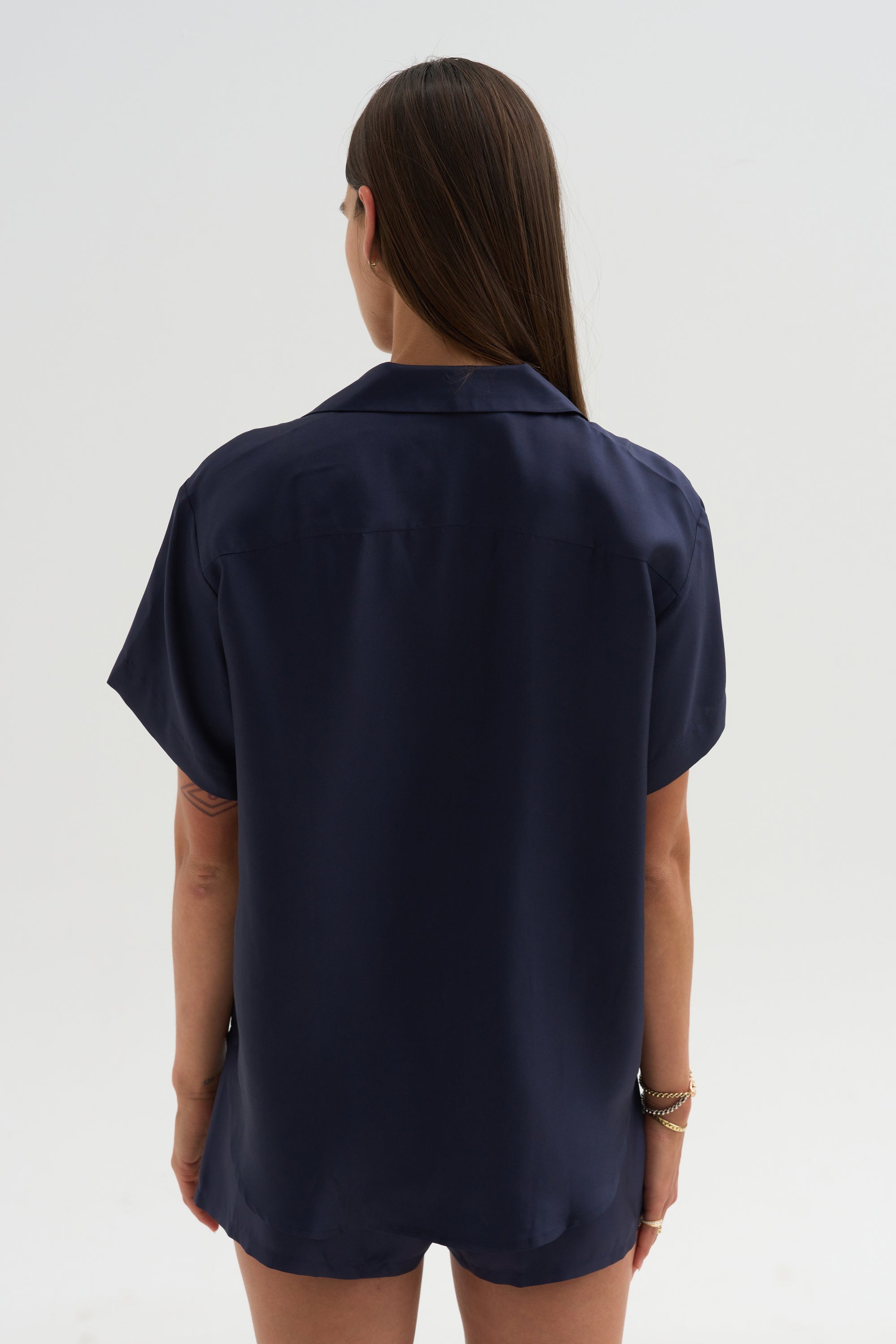 Notched Collar Shirt, Midnight