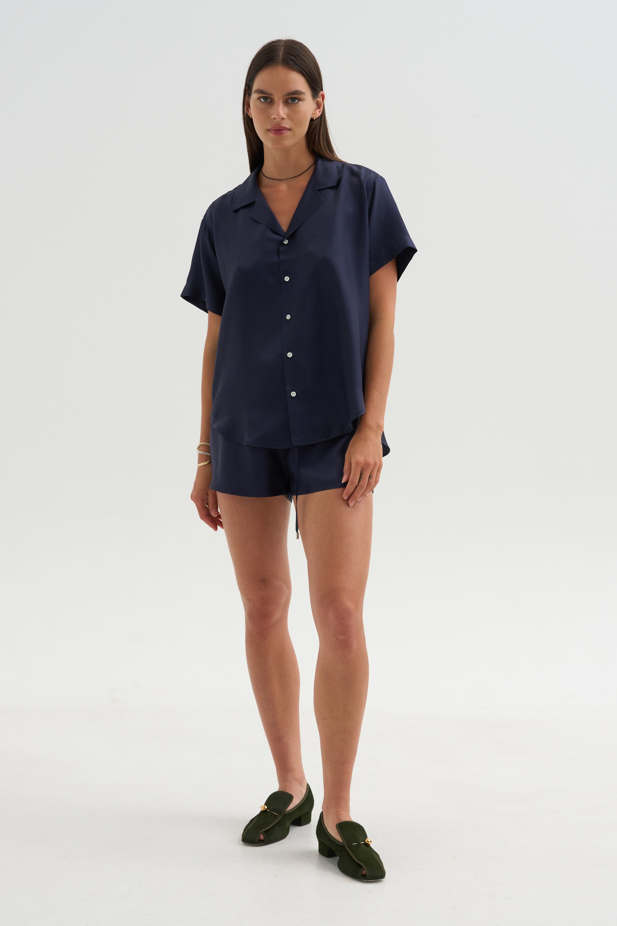 Notched Collar Shirt, Midnight