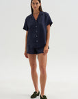 Notched Collar Shirt, Midnight