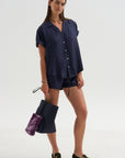 Notched Collar Shirt, Midnight