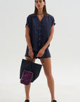 Notched Collar Shirt, Midnight