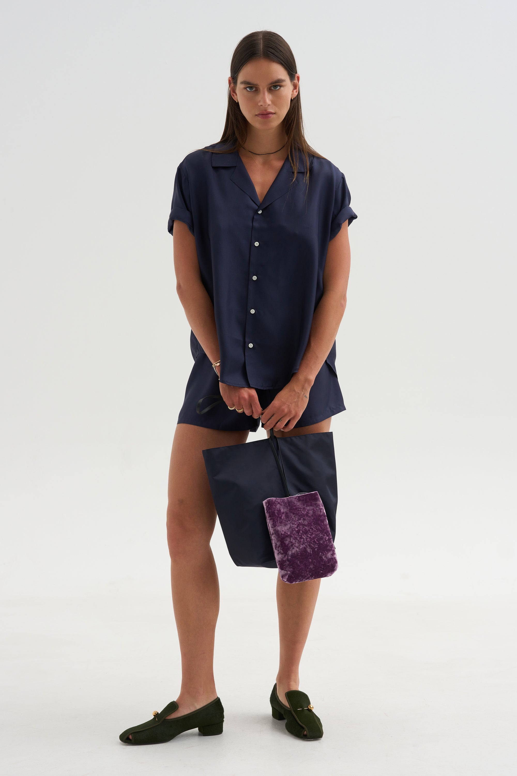 Notched Collar Shirt, Midnight