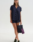 Notched Collar Shirt, Midnight