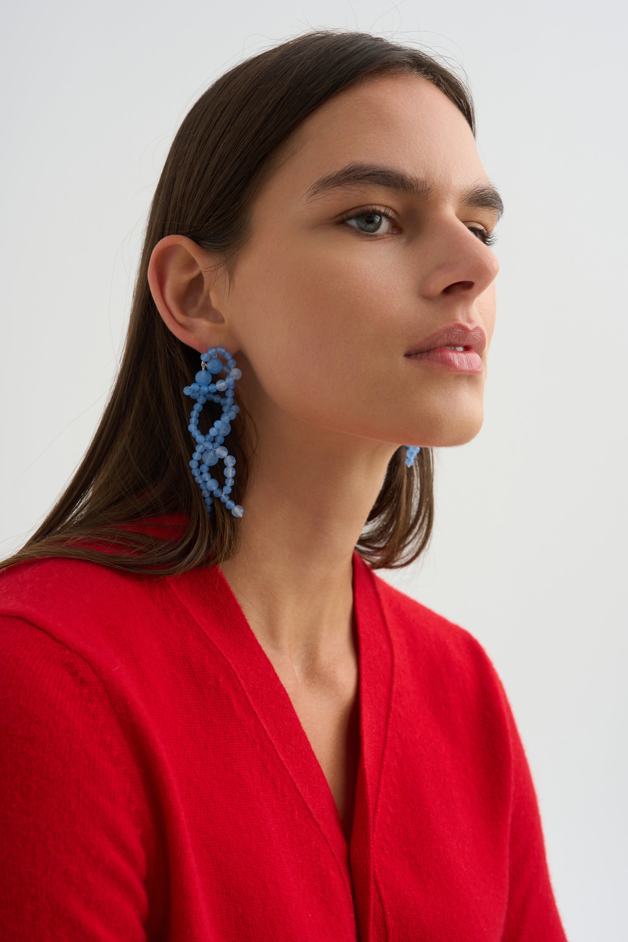 Floe - Blue Lace Agate Bead Earrings, Recycled Silver