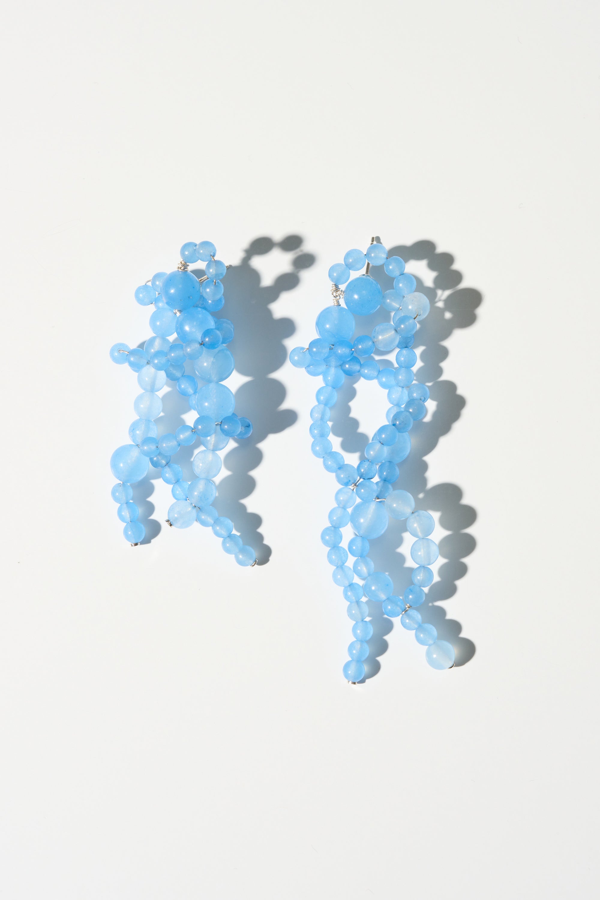 Floe - Blue Lace Agate Bead Earrings, Recycled Silver