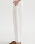 Cotton & Linen Curved Pants, White