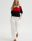 Cotton & Linen Curved Pants, White