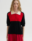 Organic Cotton Colorblock Polo, Black