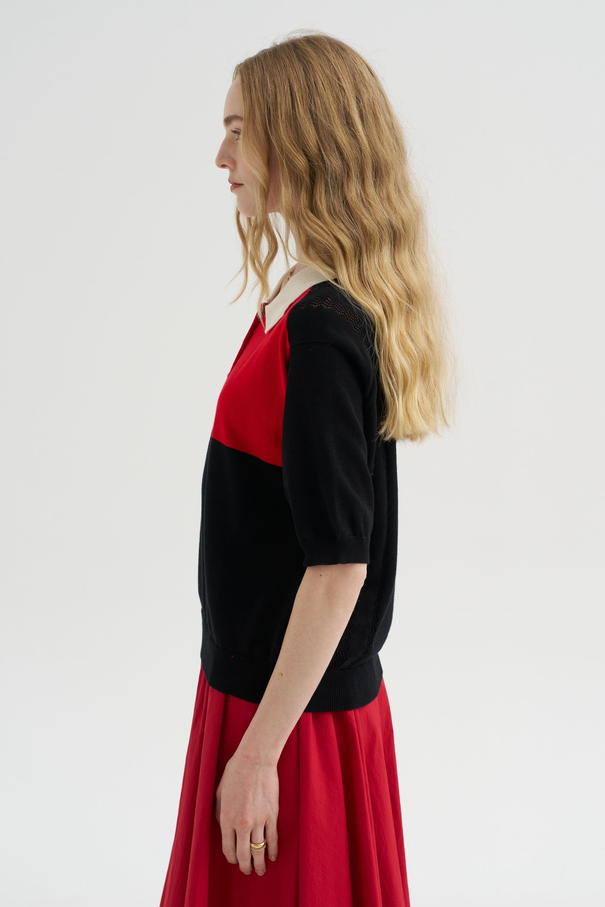 Organic Cotton Colorblock Polo, Black