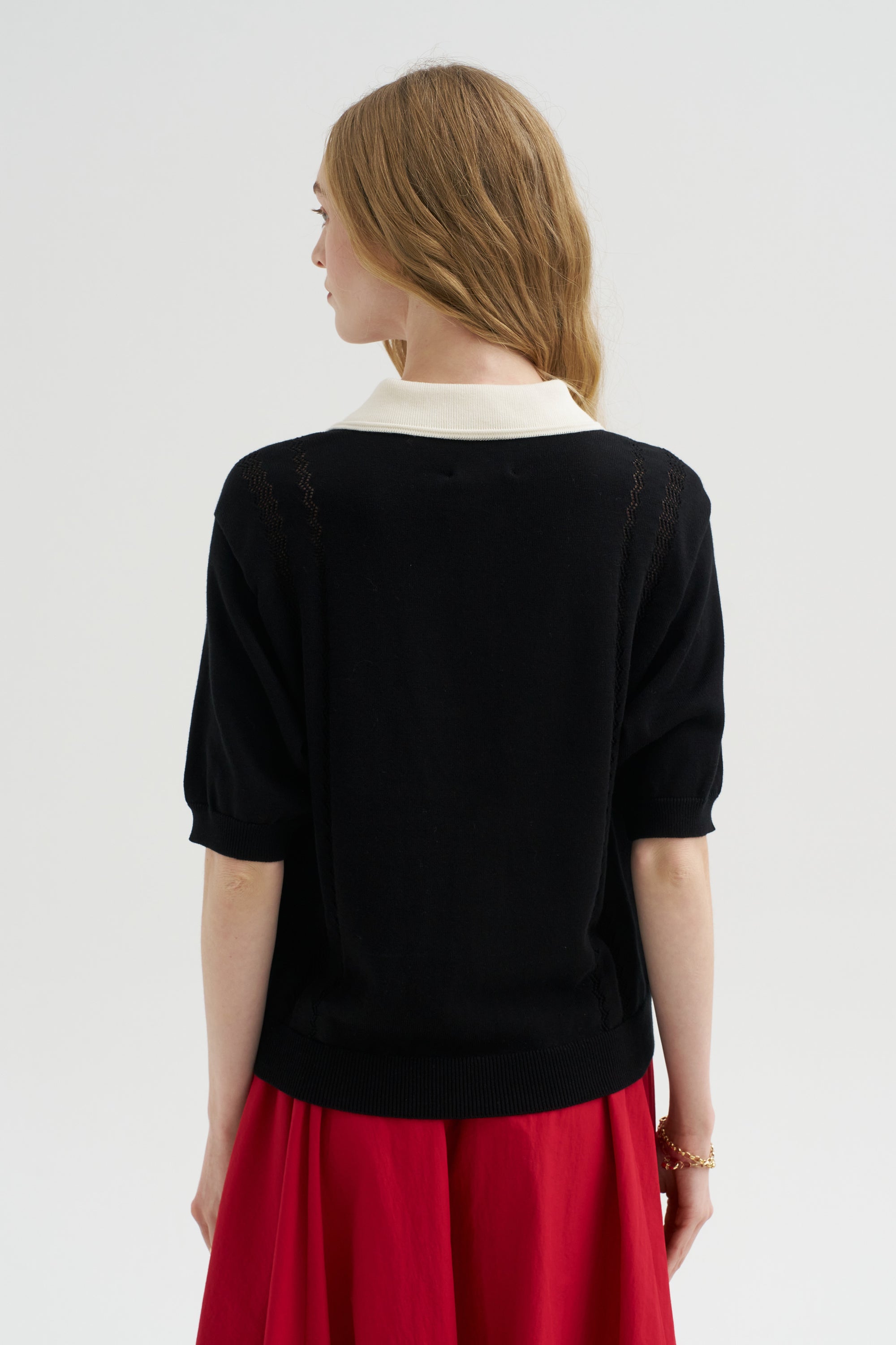 Organic Cotton Colorblock Polo, Black