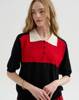 Organic Cotton Colorblock Polo, Black