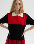 Organic Cotton Colorblock Polo, Black
