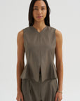 Tailored Peplum Vest, Taupe