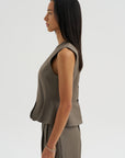 Tailored Peplum Vest, Taupe