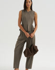 Tailored Peplum Vest, Taupe