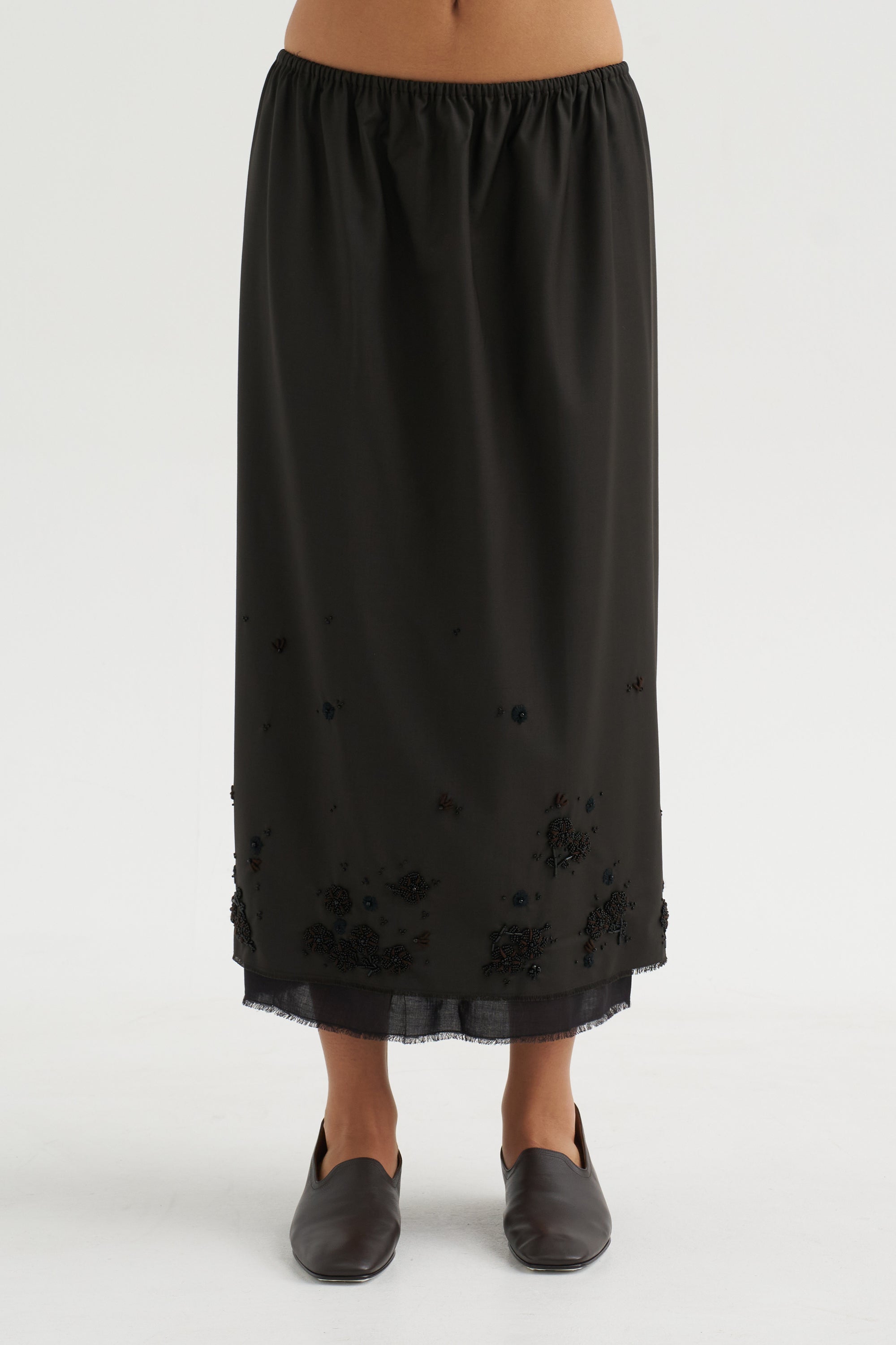 Tailored Embellished Skirt, Black
