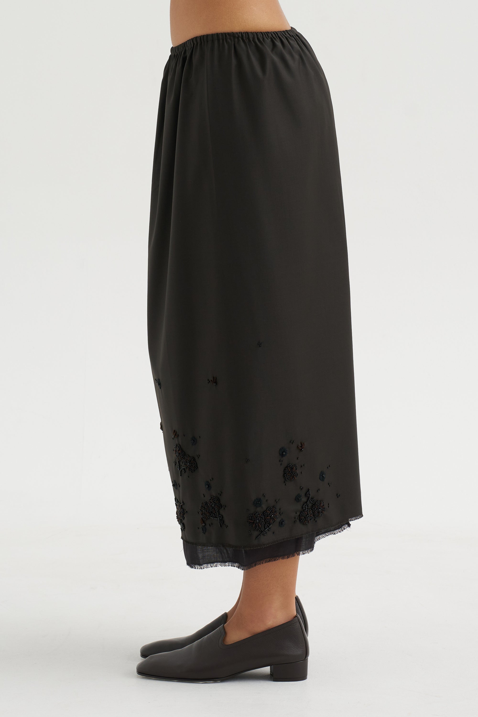 Tailored Embellished Skirt, Black