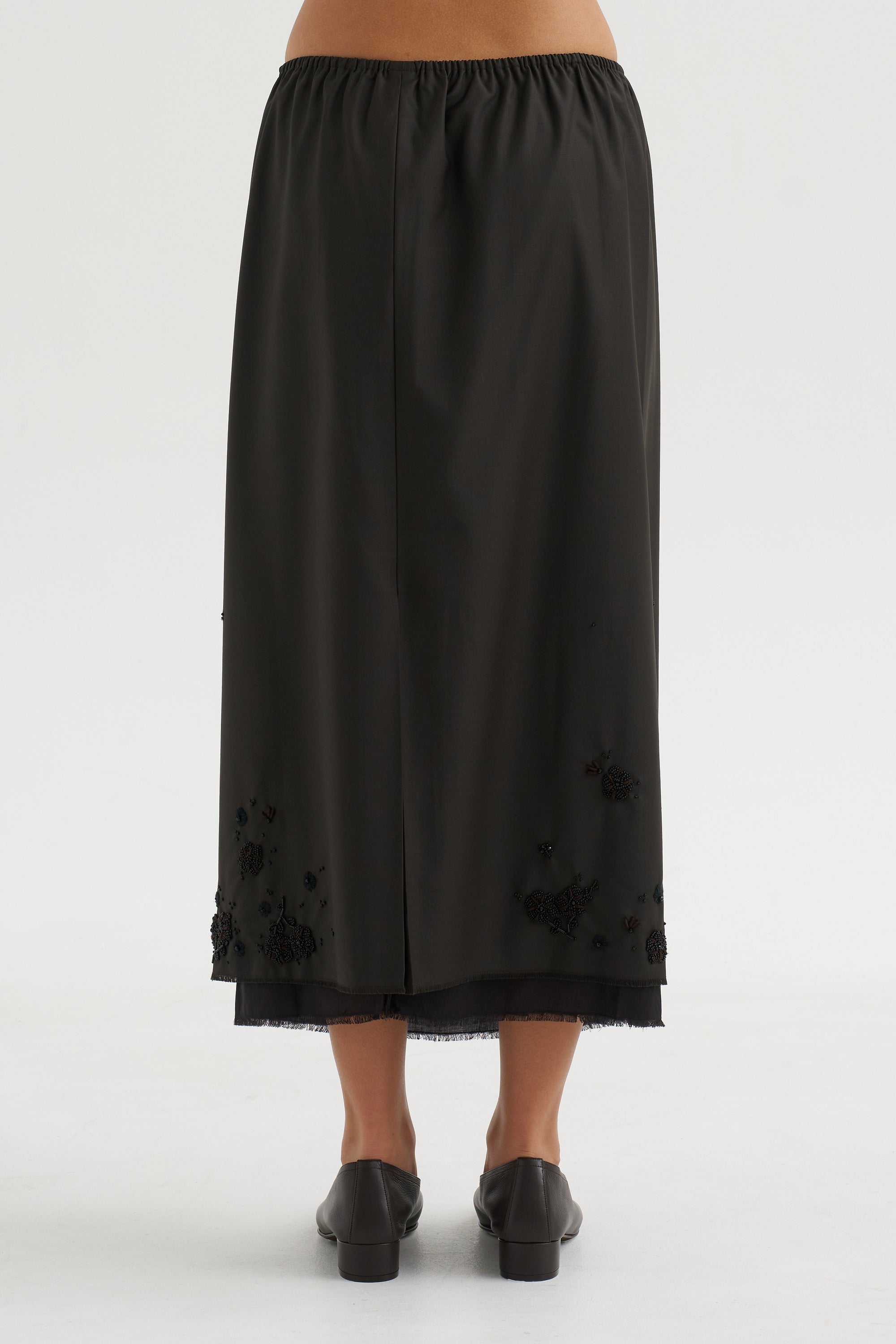 Tailored Embellished Skirt, Black