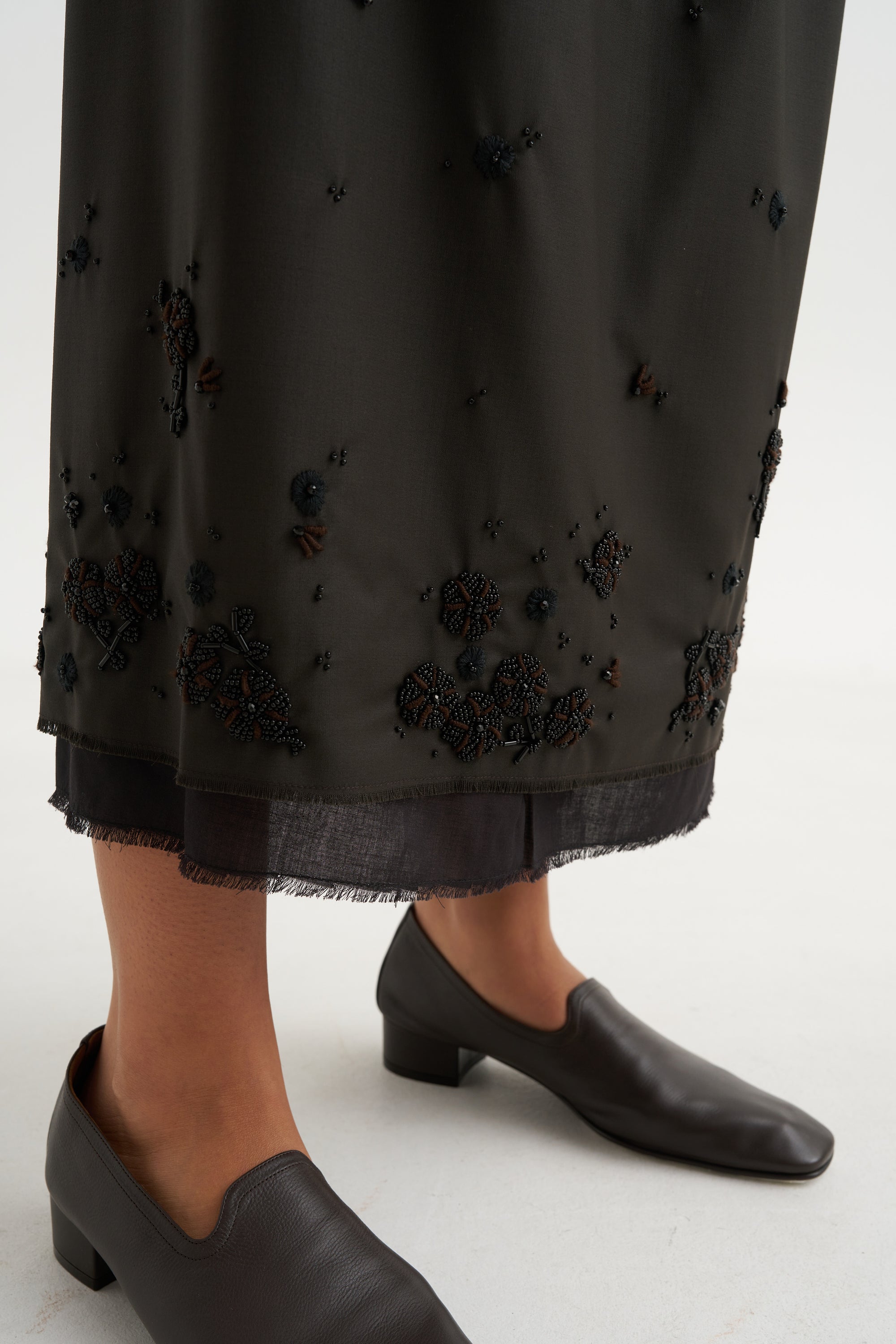 Tailored Embellished Skirt, Black