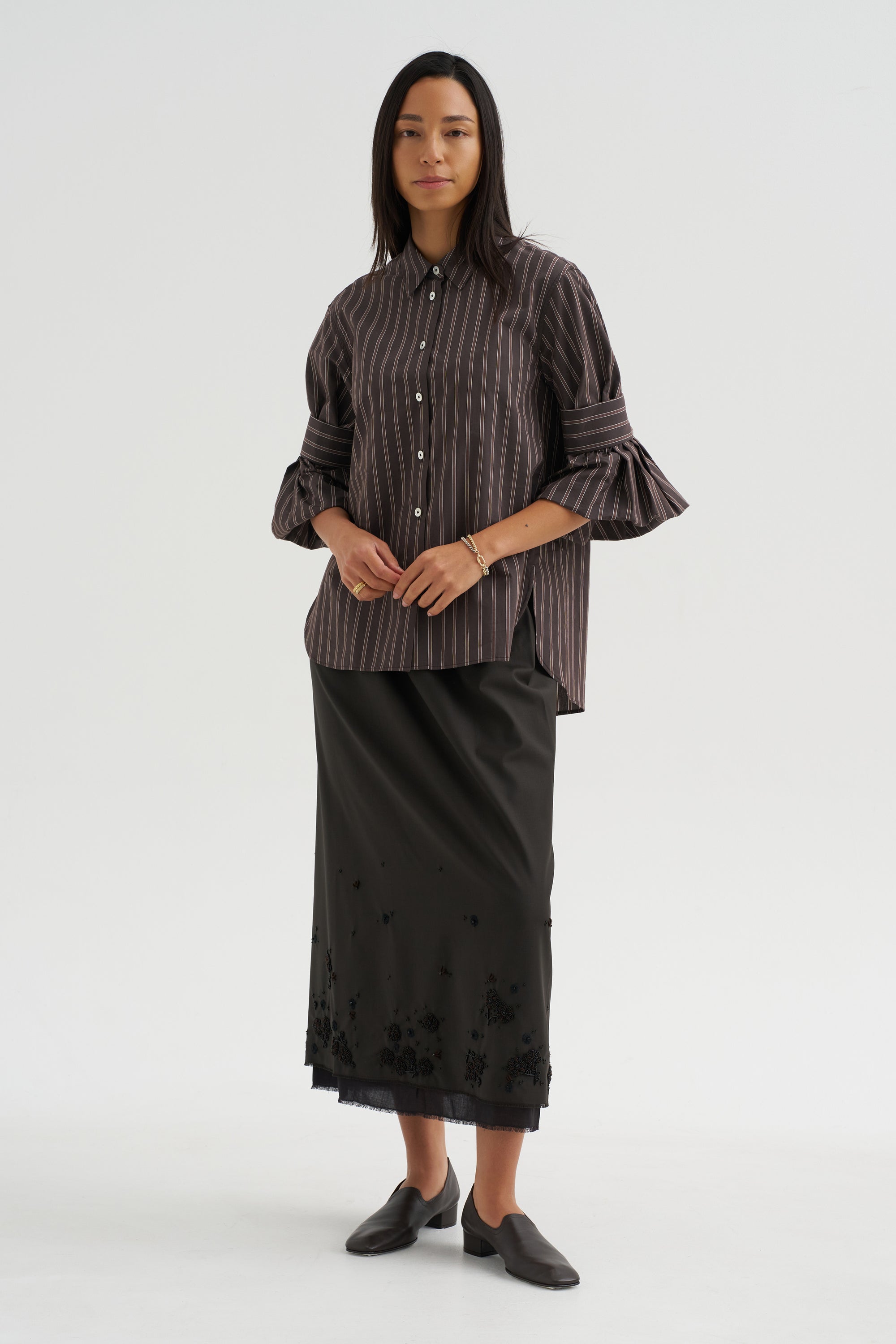 Tailored Embellished Skirt, Black
