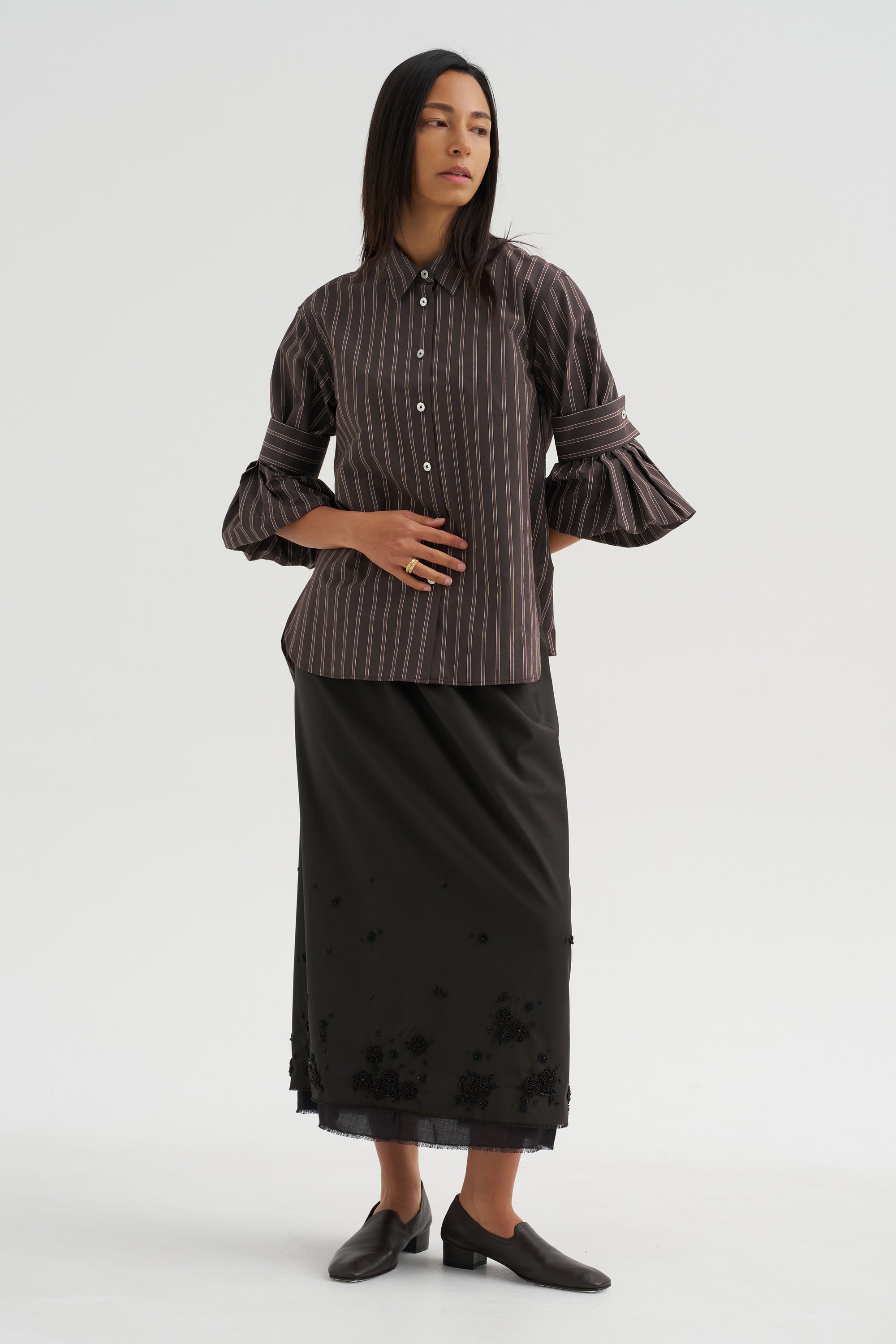 Tailored Embellished Skirt, Black
