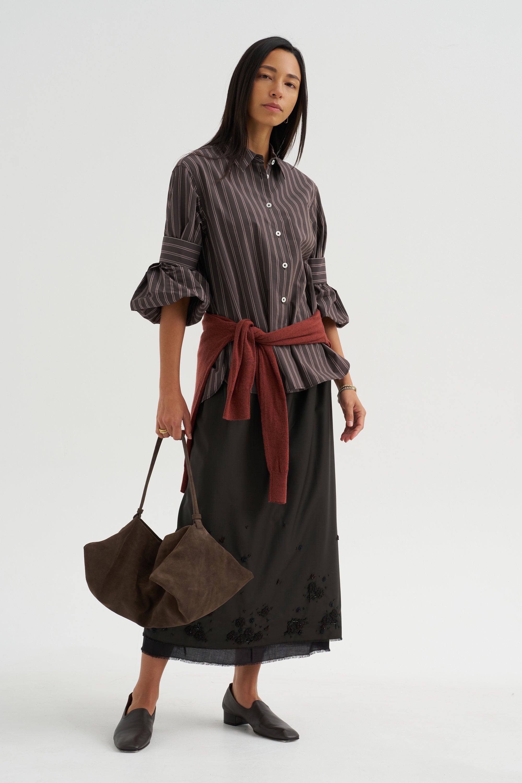 Tailored Embellished Skirt, Black