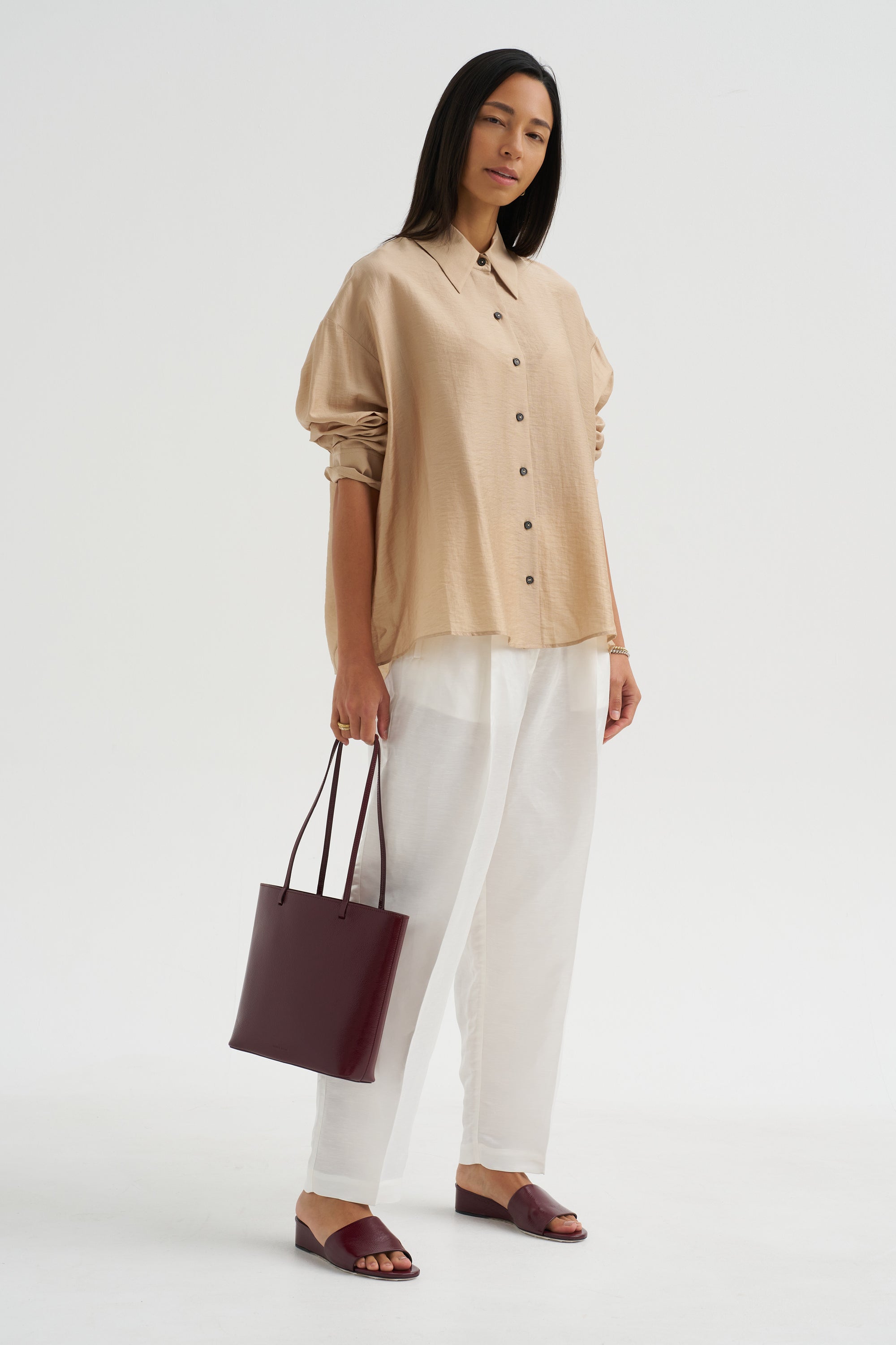 Satin Masculine Barrel Pants, White
