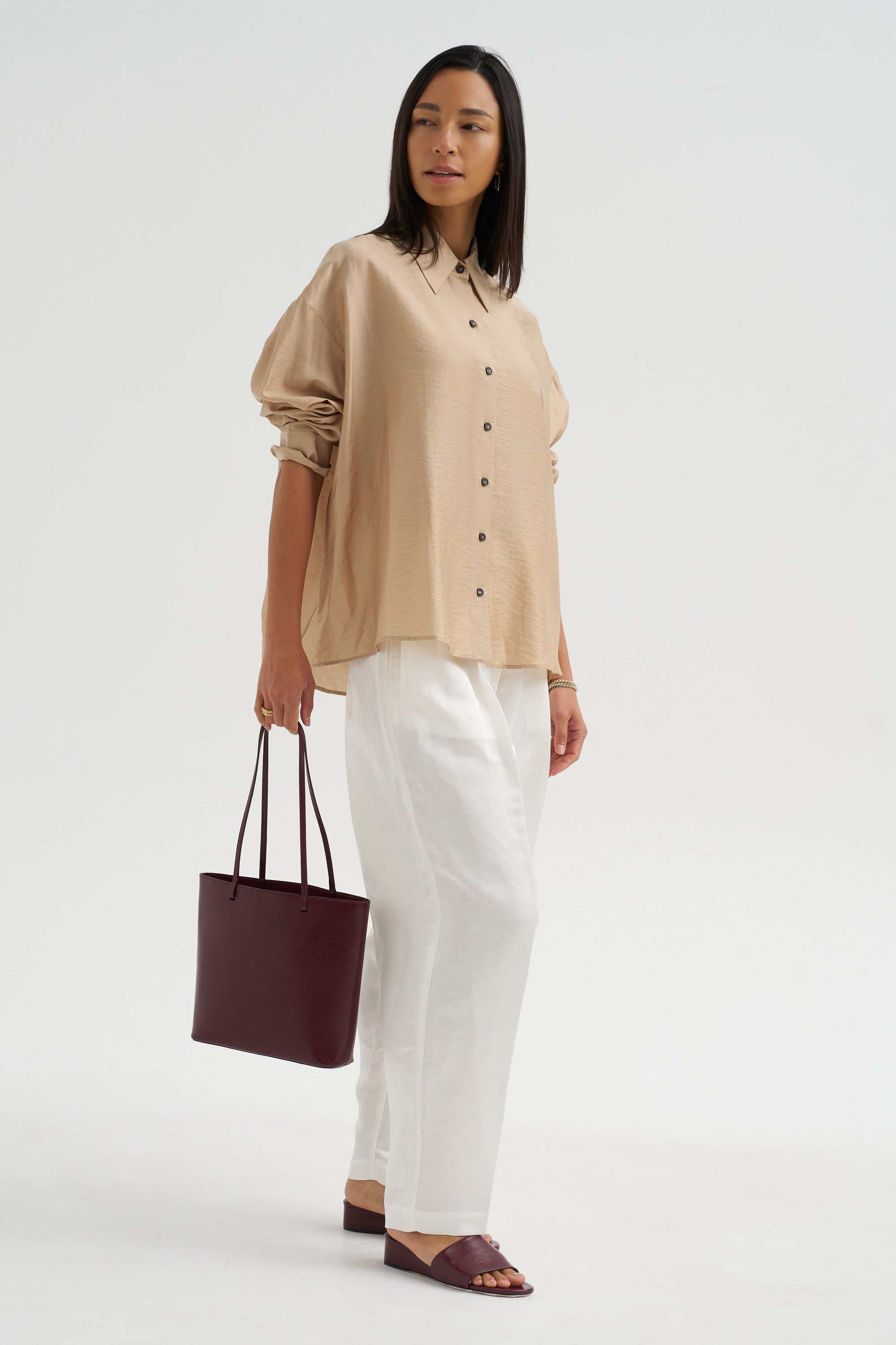 Satin Masculine Barrel Pants, White