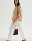 Satin Masculine Barrel Pants, White