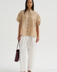 Satin Masculine Barrel Pants, White