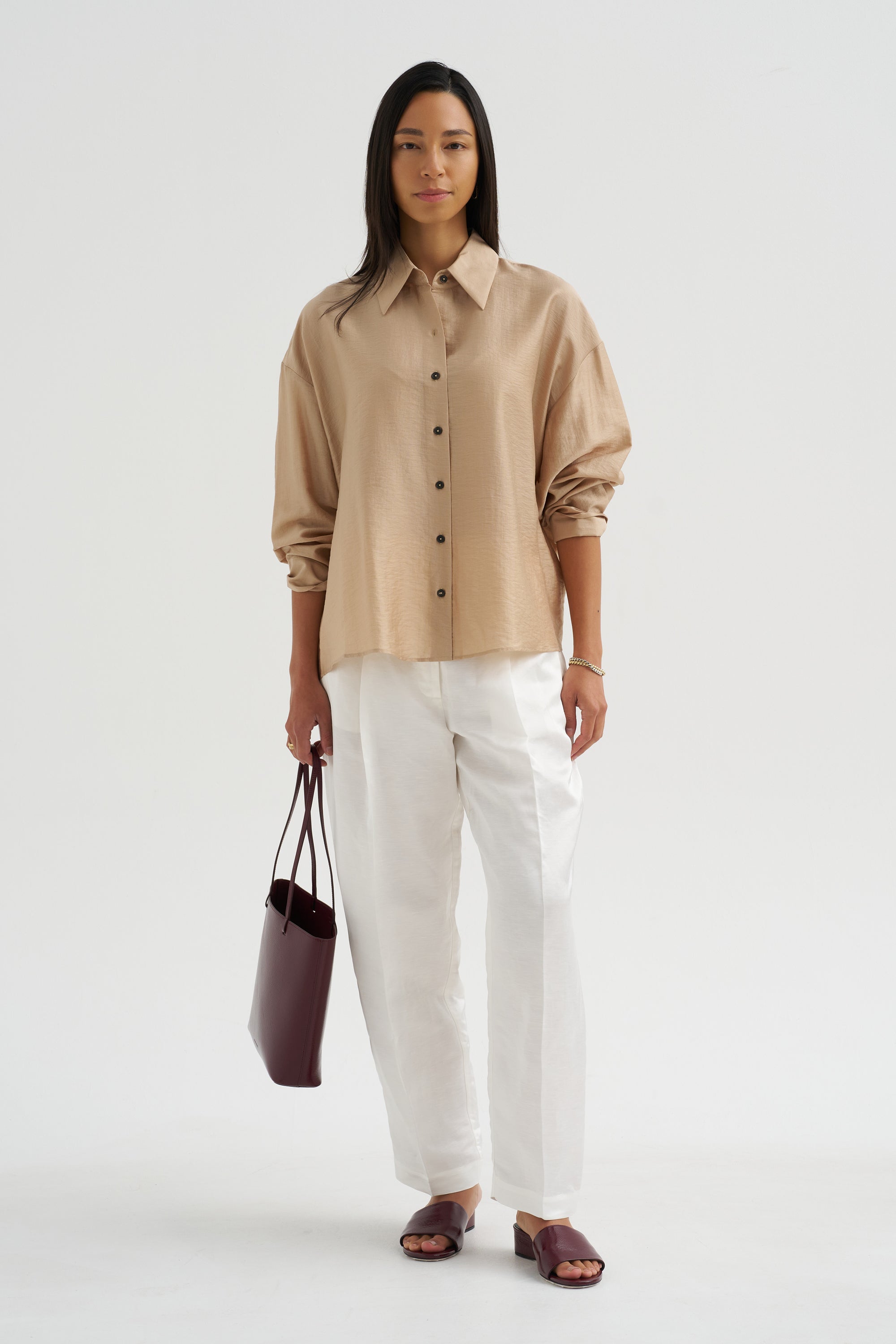 Satin Masculine Barrel Pants, White