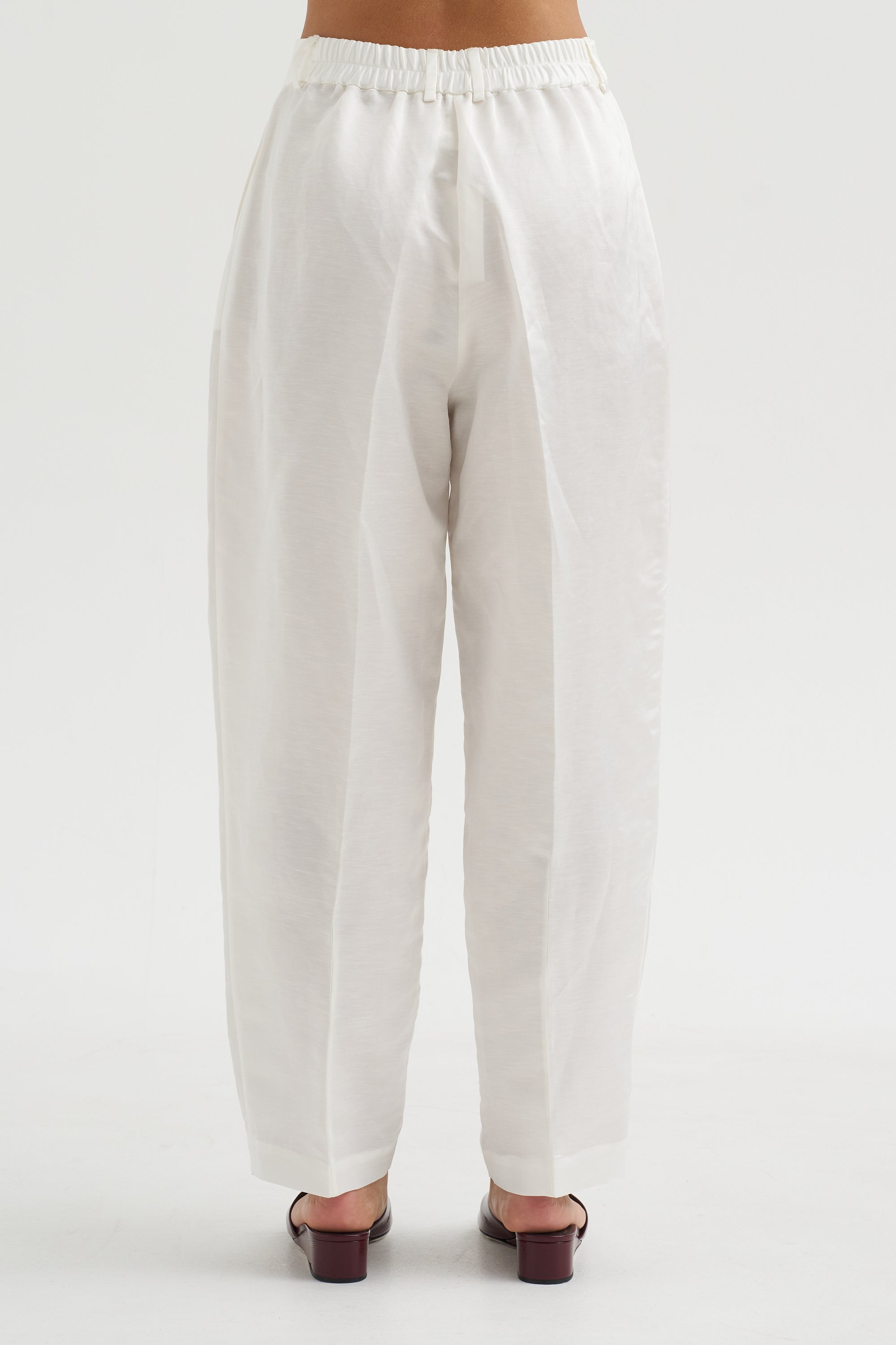 Satin Masculine Barrel Pants, White