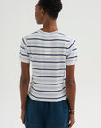 Maxine Stripe Cotton Top, White / Periwinkle / Baltic Blue