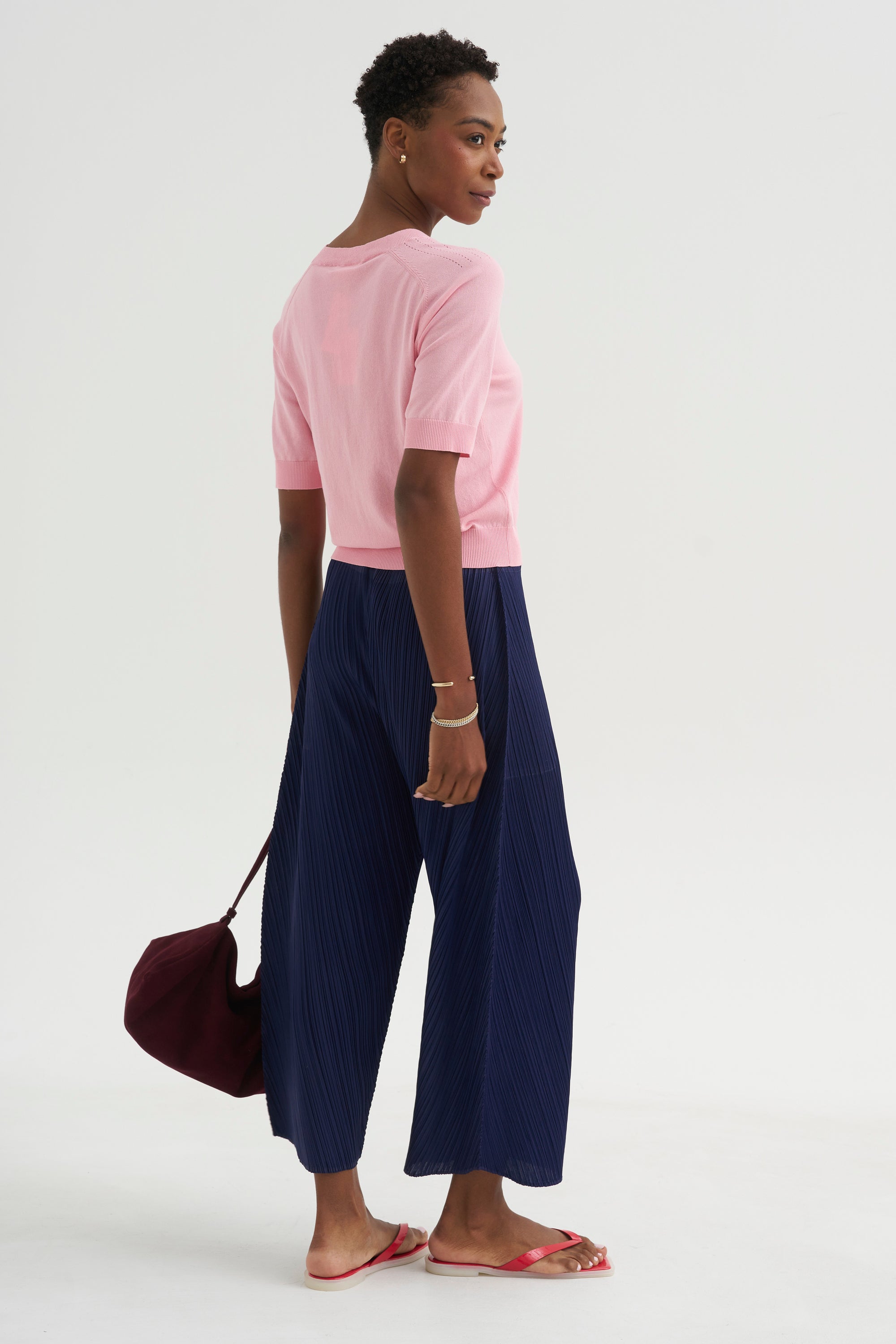 Greta Fine Cotton Stretch Top, Cameo