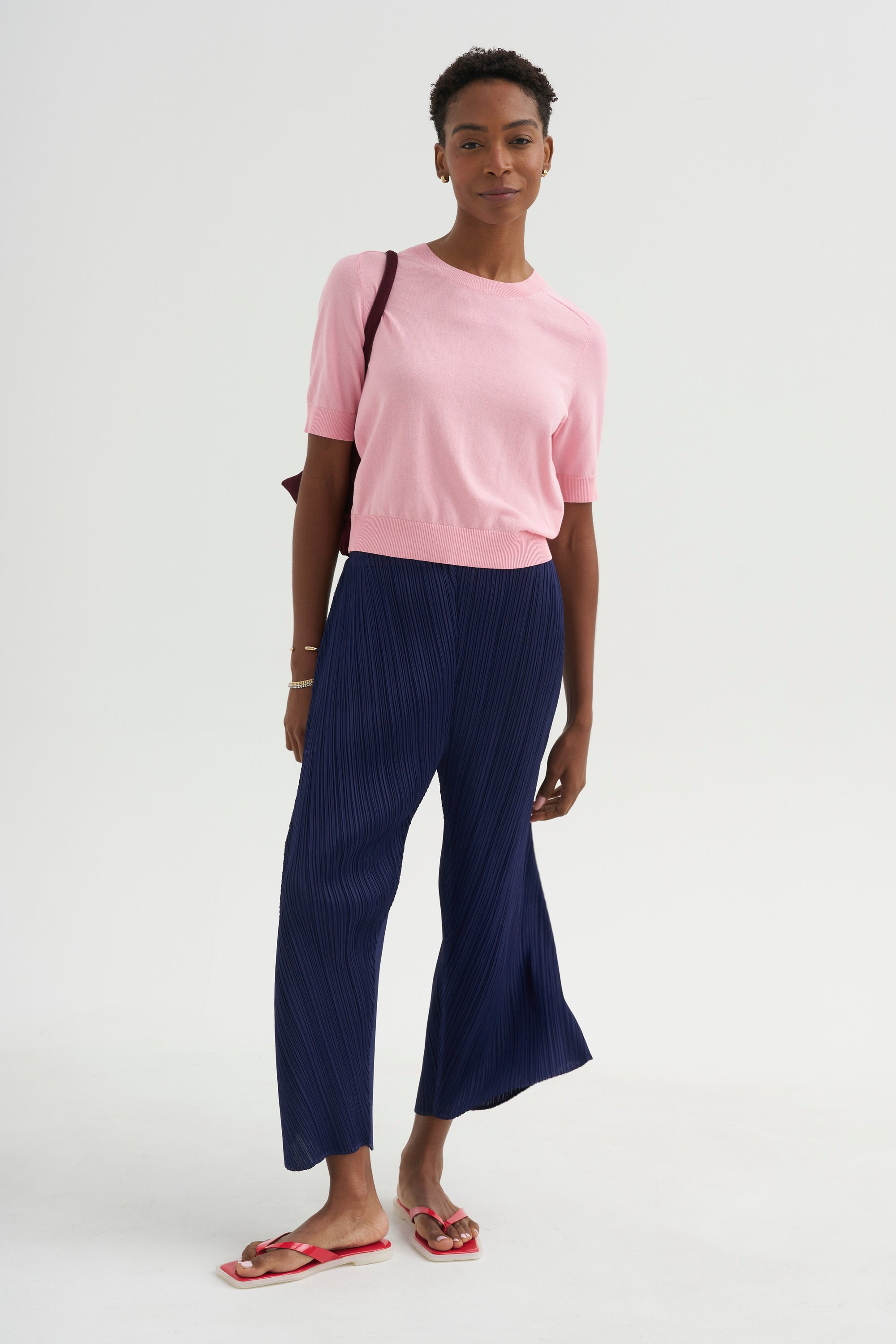 Greta Fine Cotton Stretch Top, Cameo