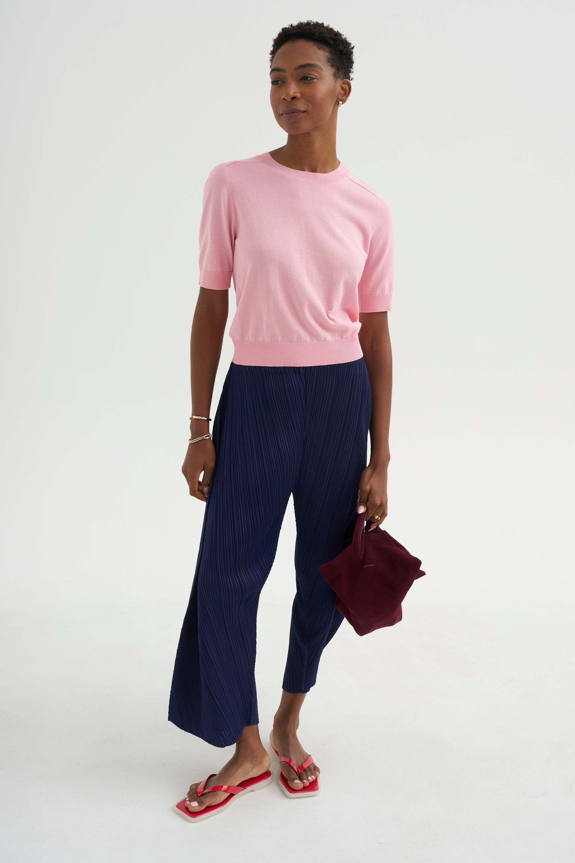 Greta Fine Cotton Stretch Top, Cameo