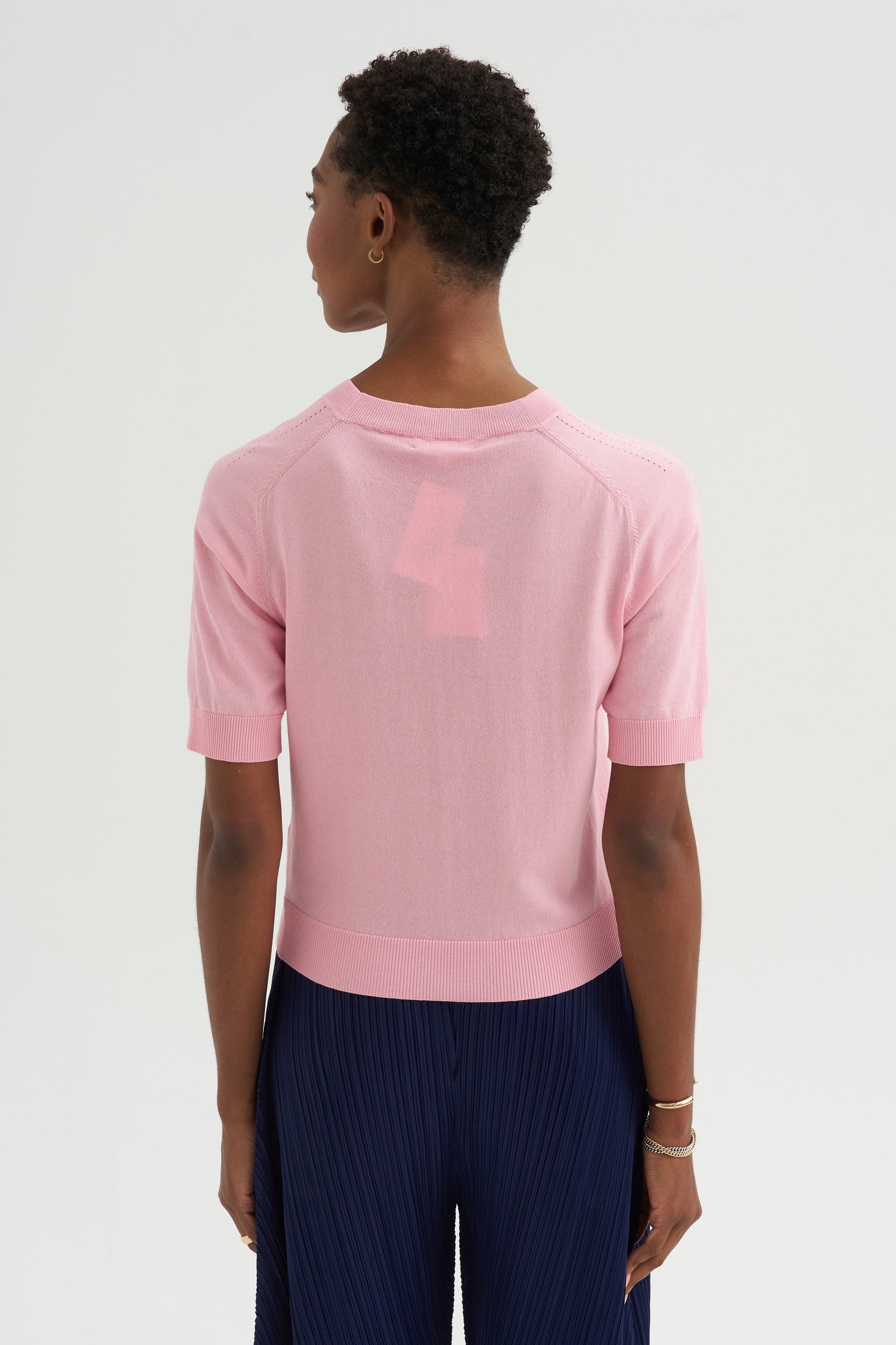 Greta Fine Cotton Stretch Top, Cameo