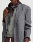 Nessa Stripe Small Bandana, Grey & Garnet