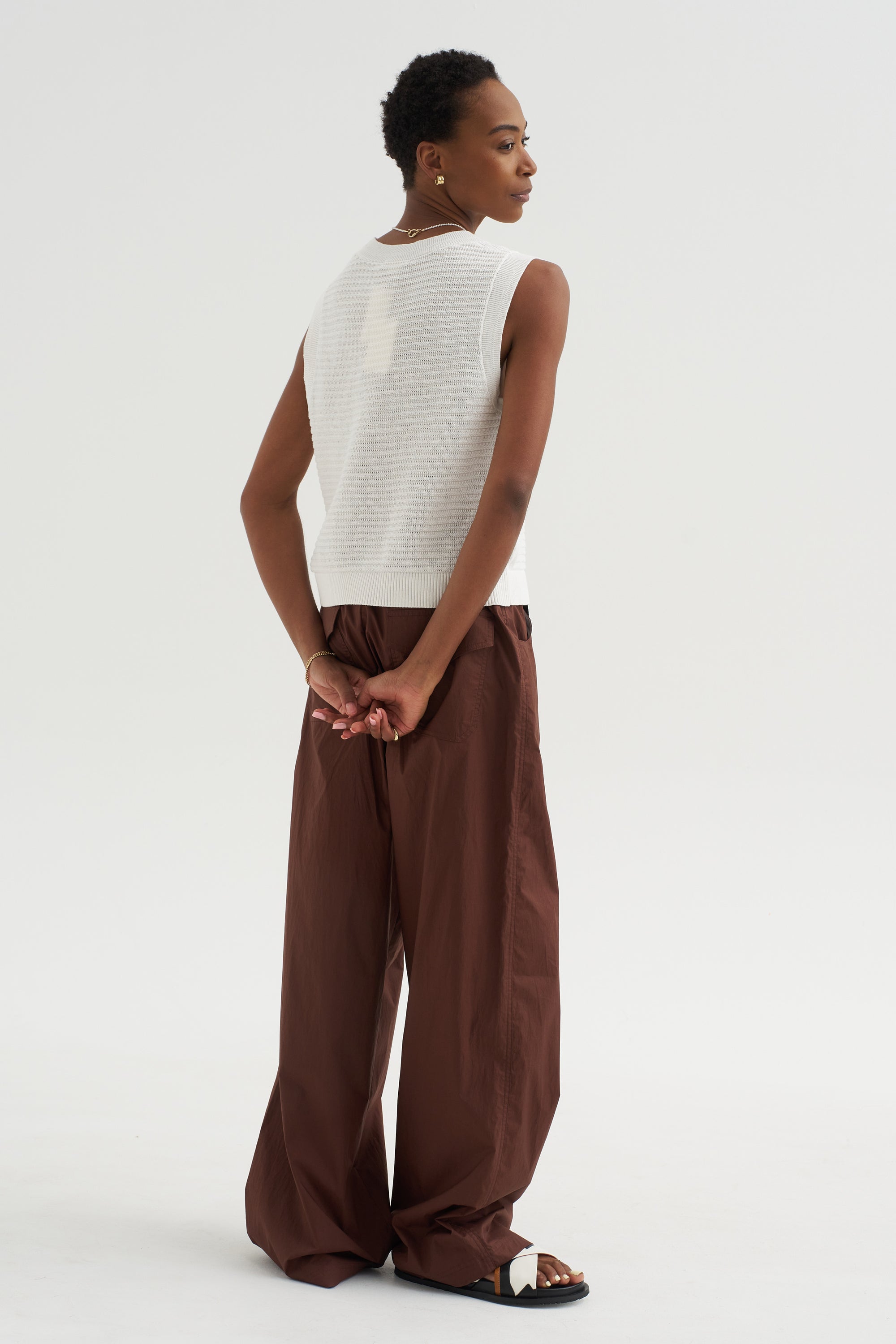 Andrea - Pointelle Top, White