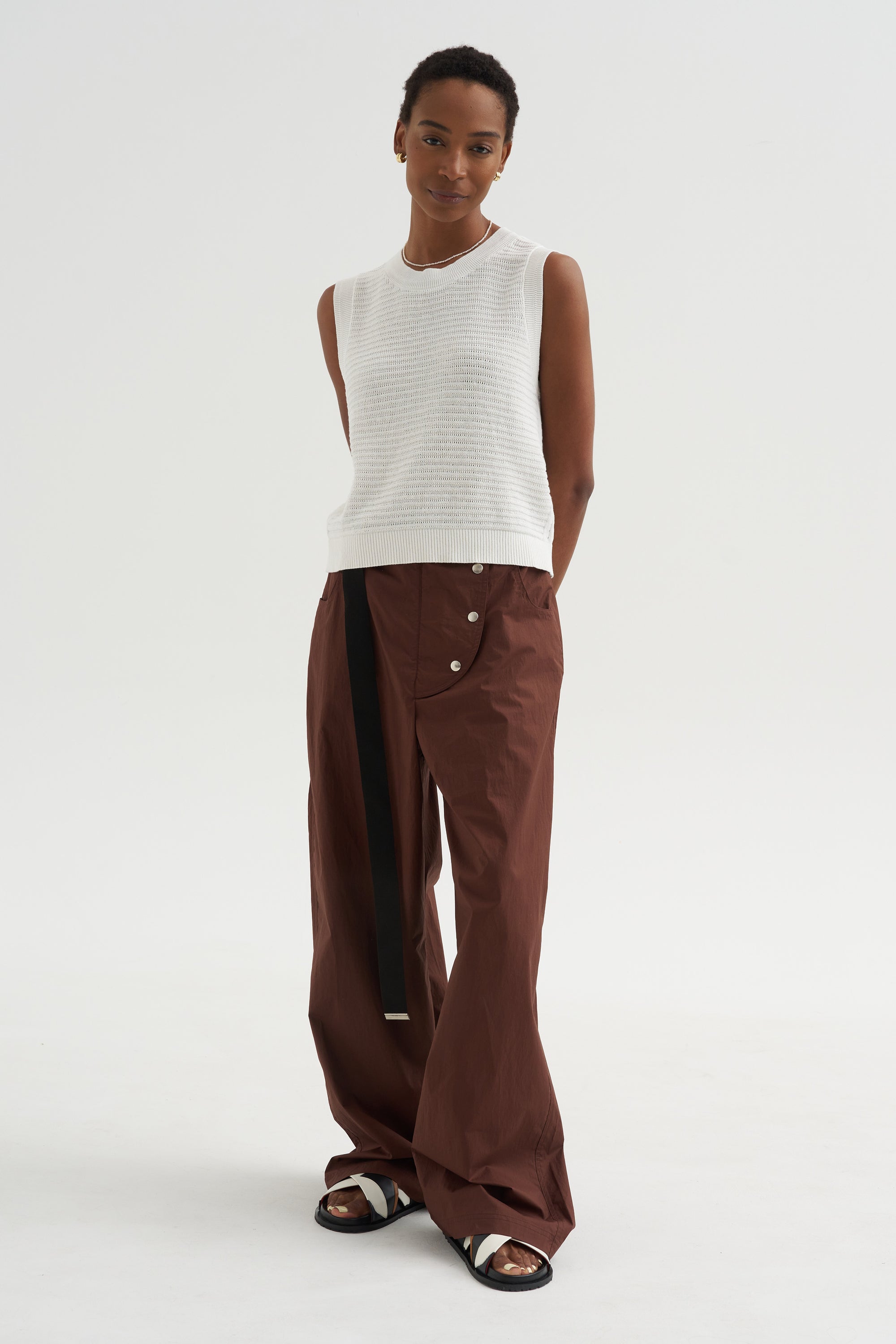 Andrea - Pointelle Top, White