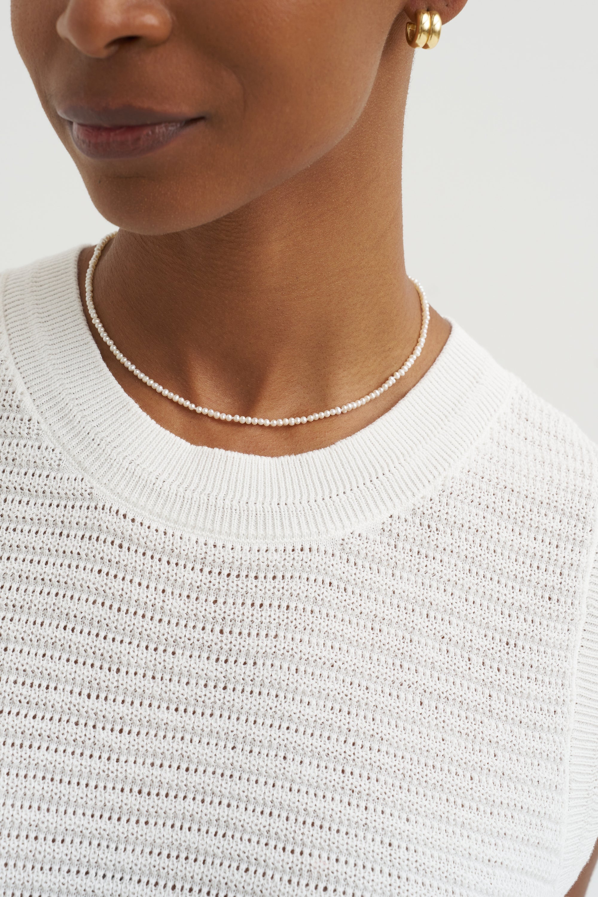 Andrea - Pointelle Top, White